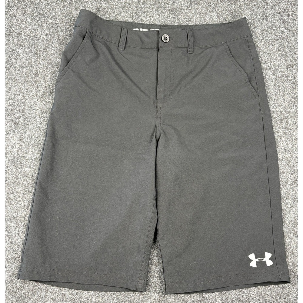 Under Armour Boys Black Golf Shorts Size 16 Performance Athletic Youth 28 Waist